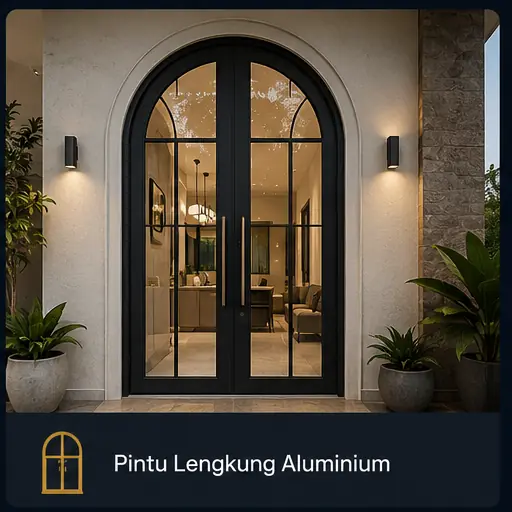 Proyek pintu lengkung aluminium custom di Bekasi